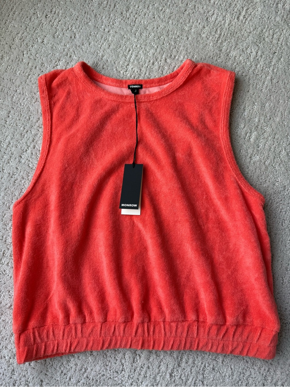 NWT MONROW Coral Terry Tank Top